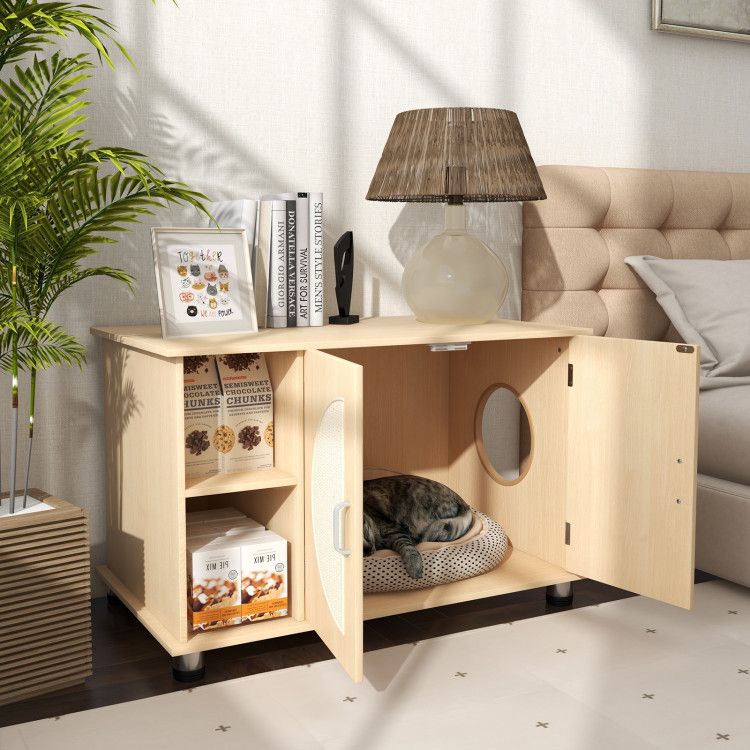 Purrfect Pet Kingdom Modern Cat Litter Cabinet with Scratching Doors Purrfect Pet Kingdom