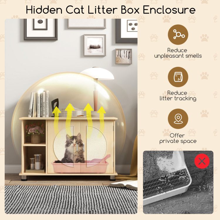 Purrfect Pet Kingdom Modern Cat Litter Cabinet with Scratching Doors Purrfect Pet Kingdom