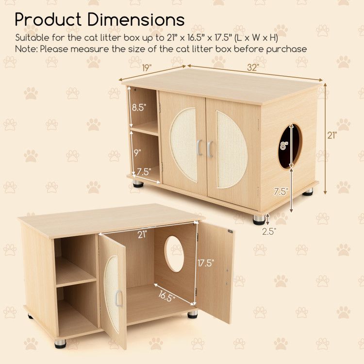 Purrfect Pet Kingdom Modern Cat Litter Cabinet with Scratching Doors Purrfect Pet Kingdom