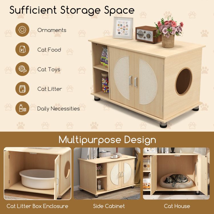 Purrfect Pet Kingdom Modern Cat Litter Cabinet with Scratching Doors Purrfect Pet Kingdom