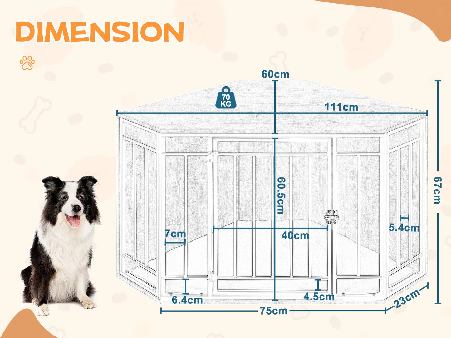 Tail Chasers Modern Dog Crate for Small Spaces with Stylish Design and Compact Dimensions