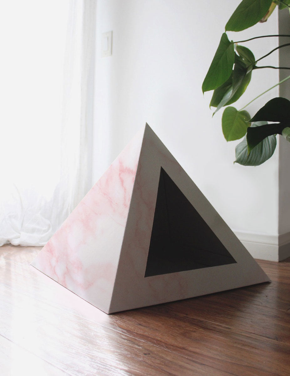 Rose Quartz Geometric Pyramid Cat Nest for Luxury Felines