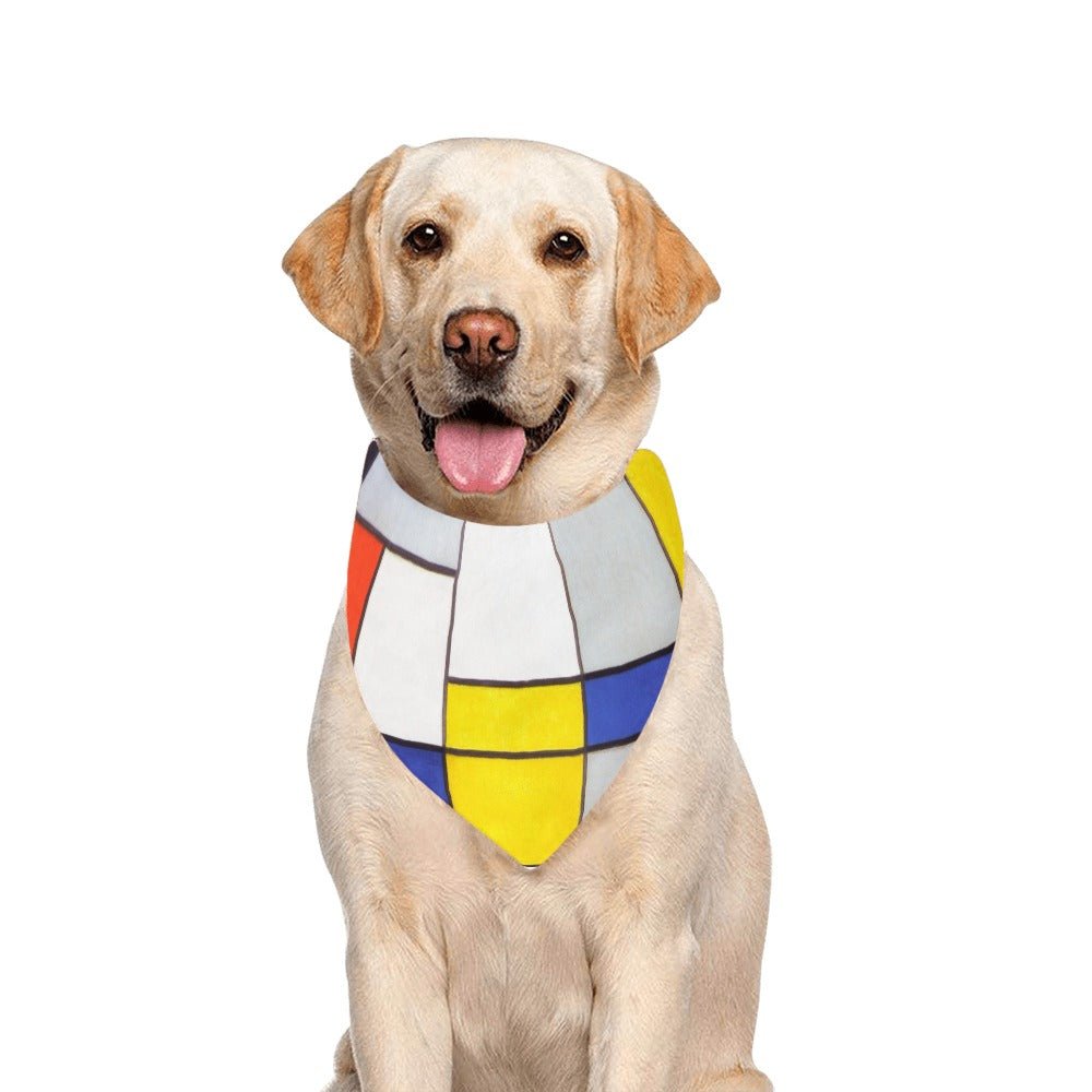 Pet Apparel Mondrian Composition Double-Sided Bandana Essent - close up product image for pet apparel