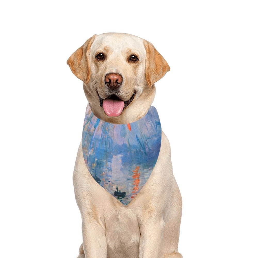 Pet Apparel Monet Impression Sunrise Double-Sided Bandana - close up product image for pet apparel