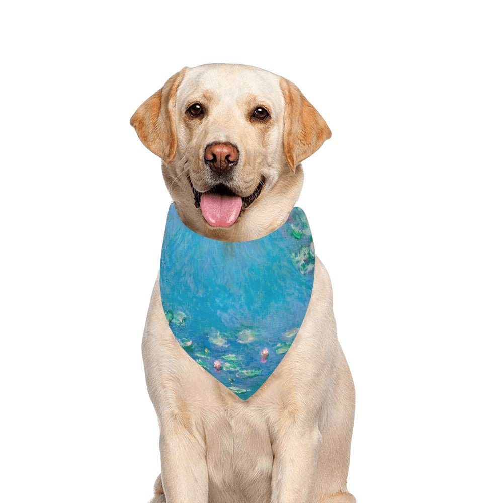 Pet Apparel Monet Water Lilies Double-Sided Bandana Essentia - close up product image for pet apparel