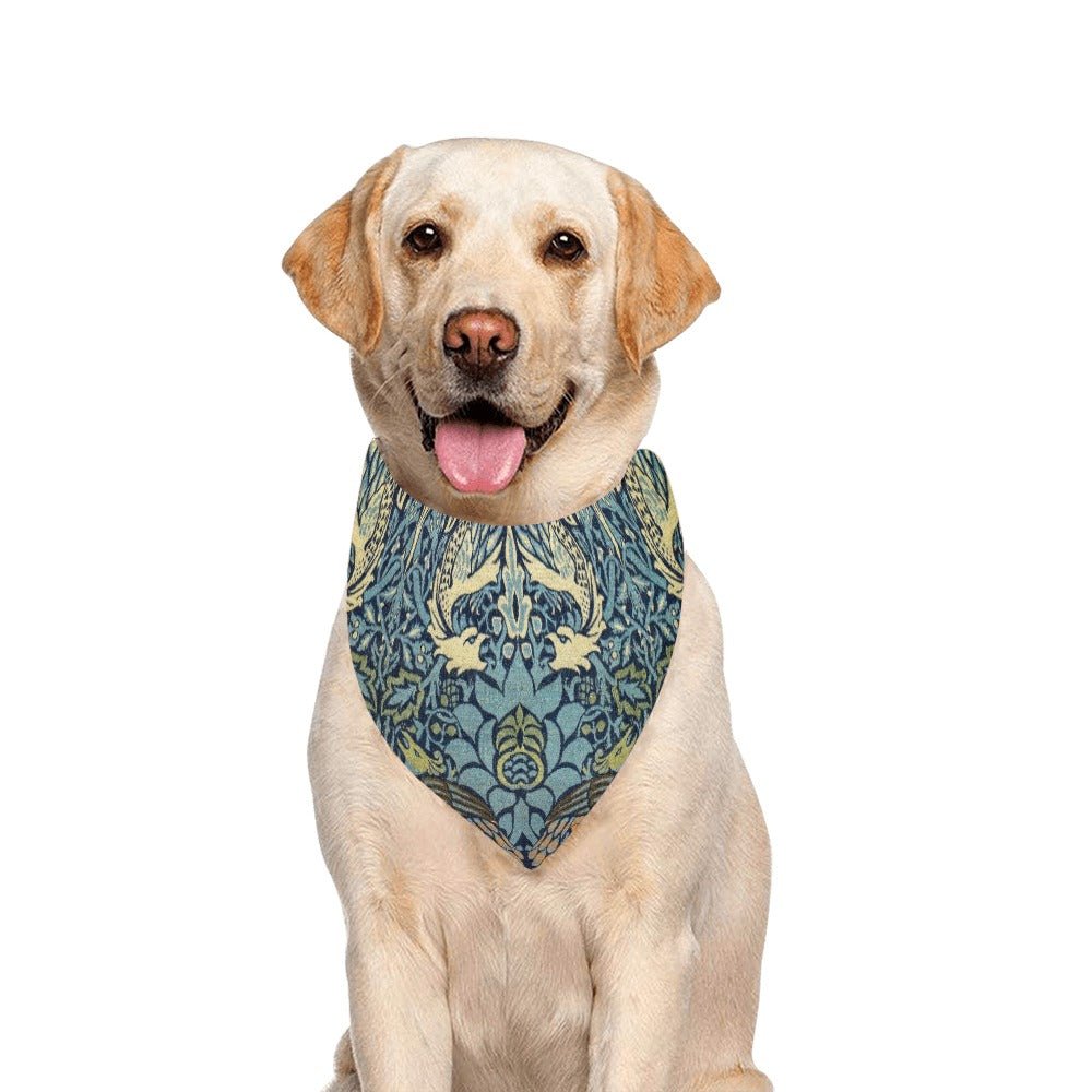Pet Apparel Morris Peacock and Dragon Double-Sided Bandana - close up product image for pet apparel