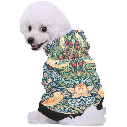 Pet Apparel Morris Strawberry Thief Button Hoodie l main product image for dogs and cats