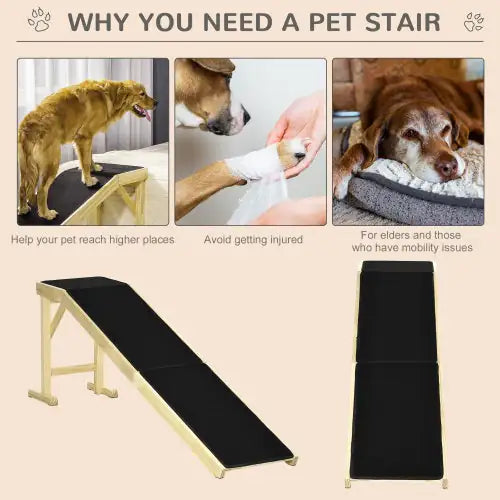 Non-slip dog ramp for bed designed to assist pets in reaching high places safely and comfortably