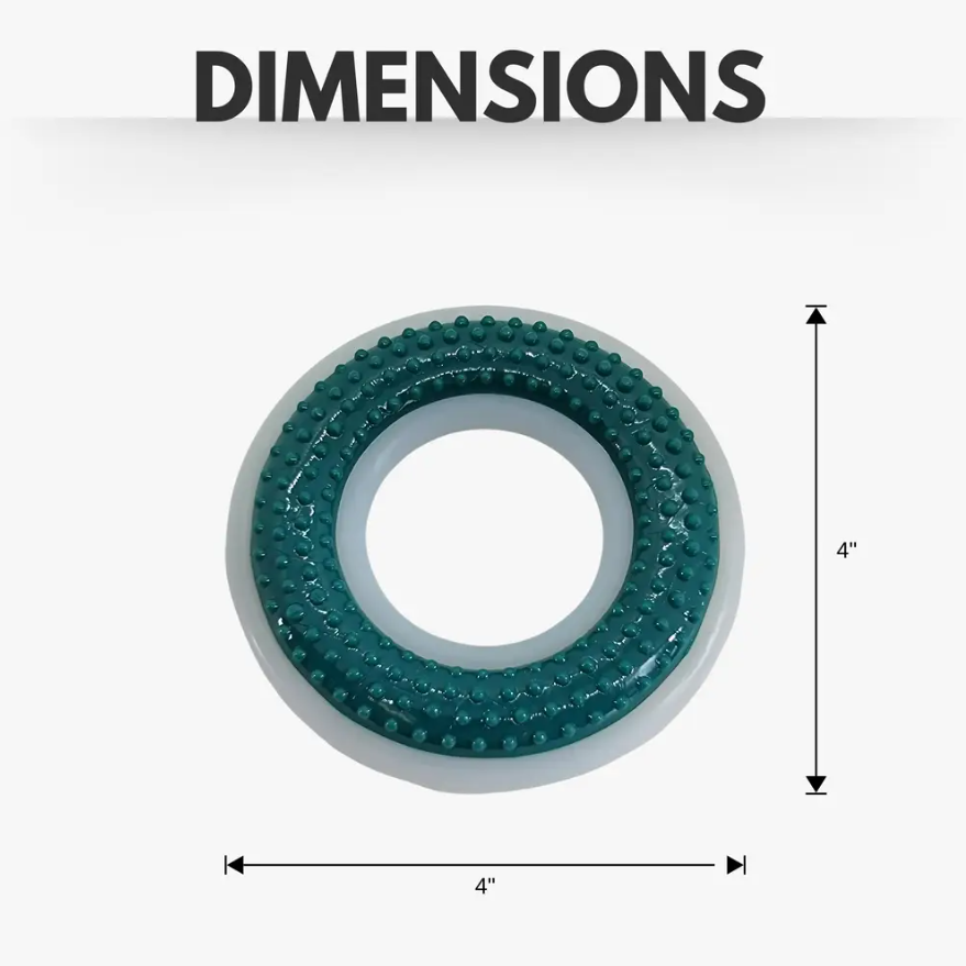Dog Treats TPR Nylon Dental Chew Ring Toy Ideal for Essentia - size and texture image for dog treats