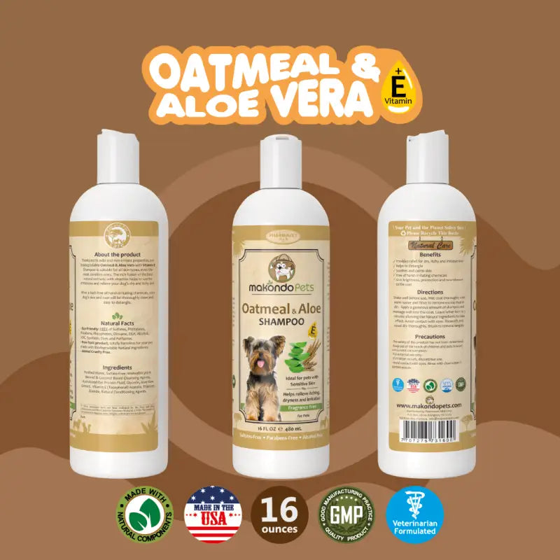 Dog Shampoo Oatmeal Aloe Vera Sensitive Skin 16 Oz 🧼