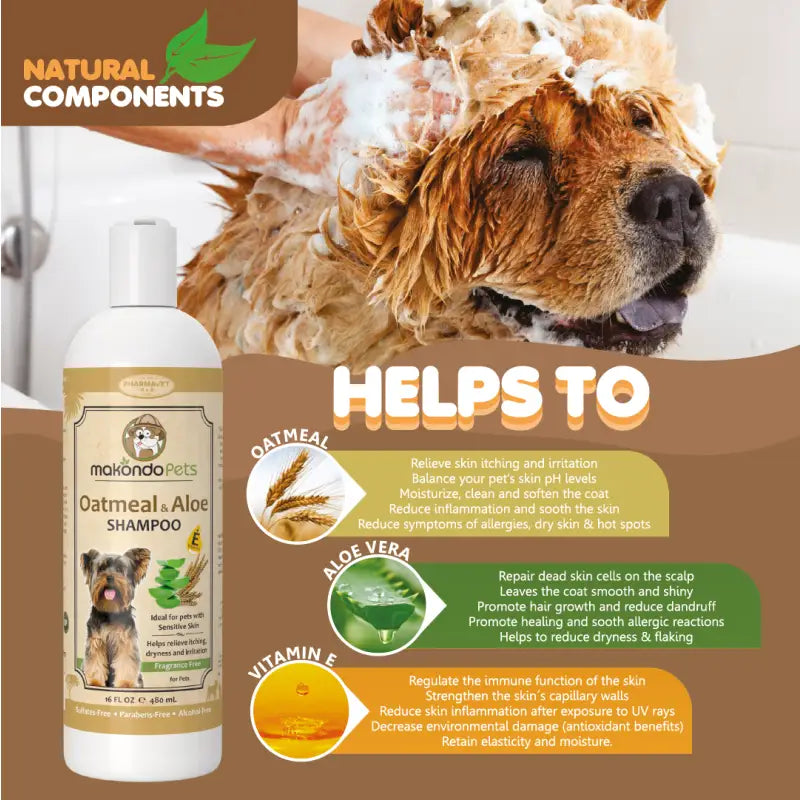 Dog Shampoo Oatmeal Aloe Vera Sensitive Skin 16 Oz 🧼