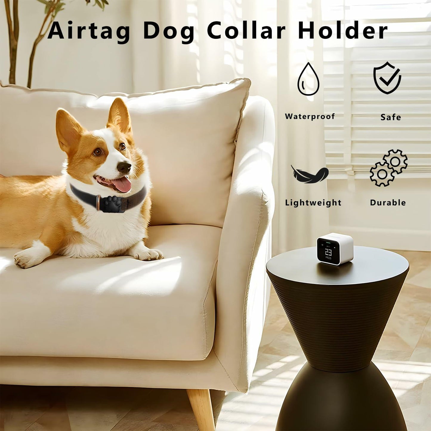 Airtag Dog Collar Holder Waterproof Case for Apple AirTag Pink