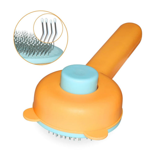 Landwill Pet Brush Yellow Bear Self Cleaning Grooming Tool