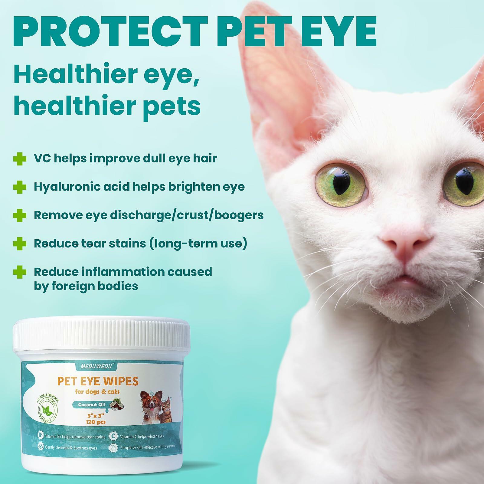 BestBy09/26 MEDUWEDU Dog & Cat Eye Wipes 120 Count Peach Scent Grooming Care - Eye Care - Deal US