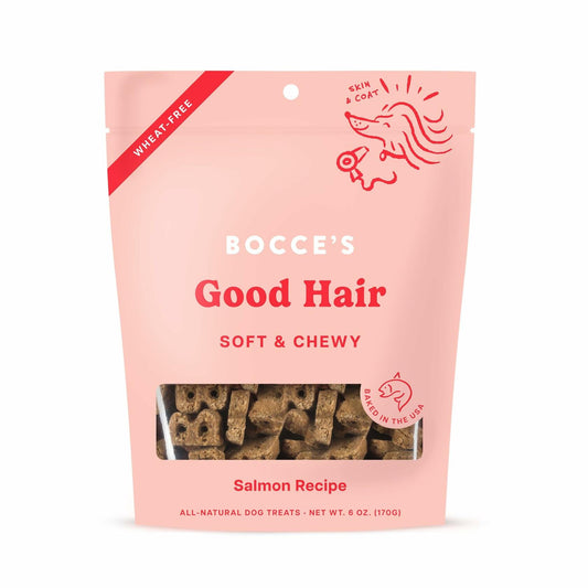 Bocce's Bakery Good Hair Dog Treats Salmon 6oz Soft Chewy Wheat - Free - Bocce Dog Treats - Deal US