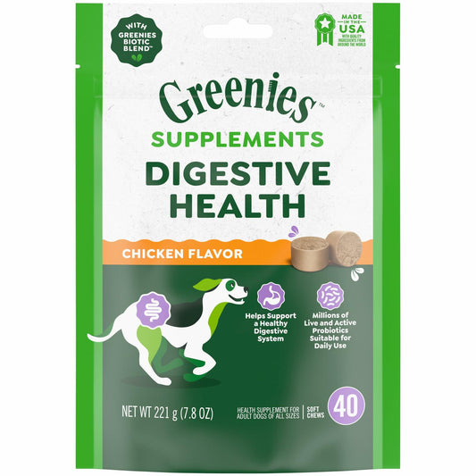 BestBy01/25 Greenies Digestive Health Probiotics DogTreats Chicken 7.8oz 40ct - Dog Chews & Treats - Deal US
