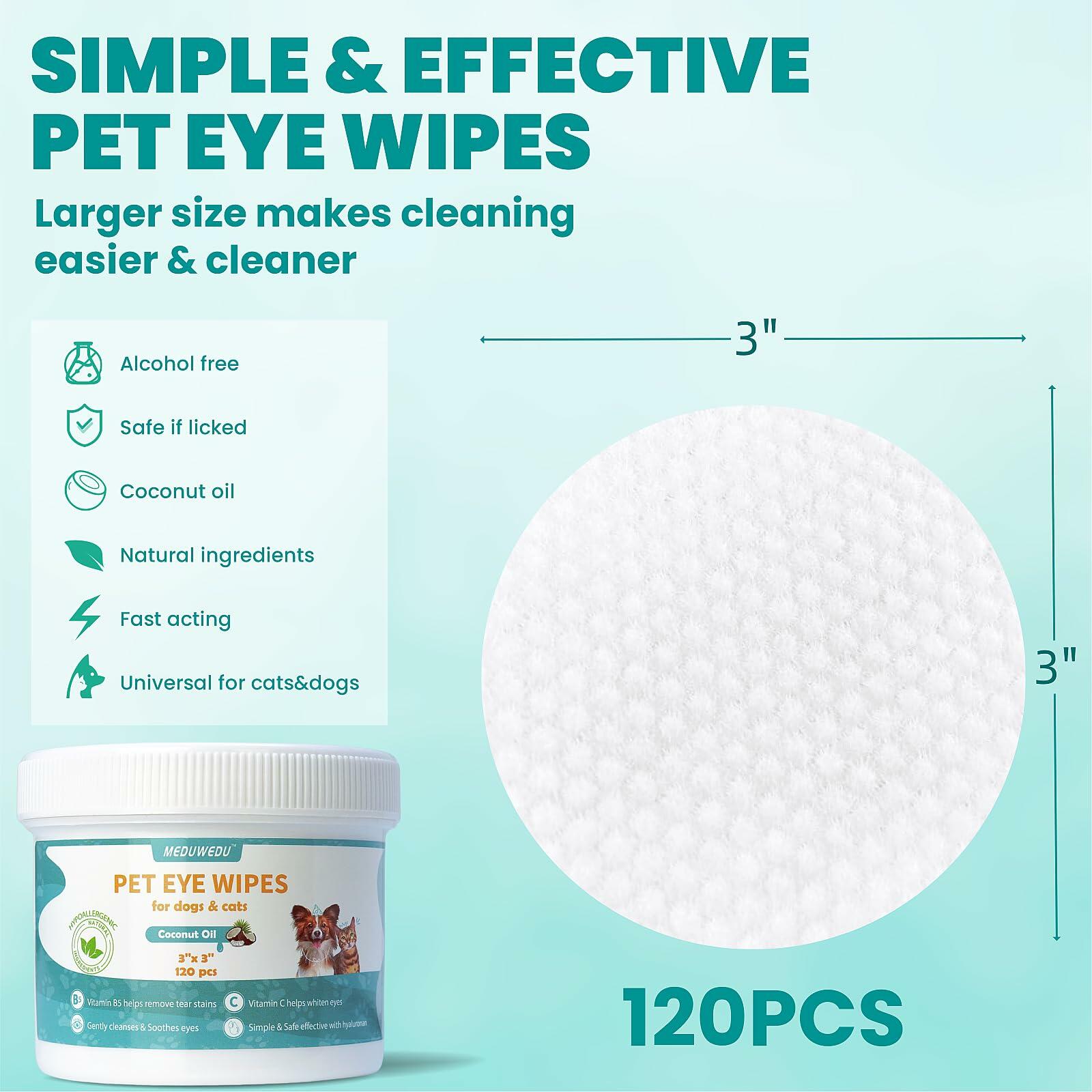 BestBy09/26 MEDUWEDU Dog & Cat Eye Wipes 120 Count Peach Scent Grooming Care - Eye Care - Deal US