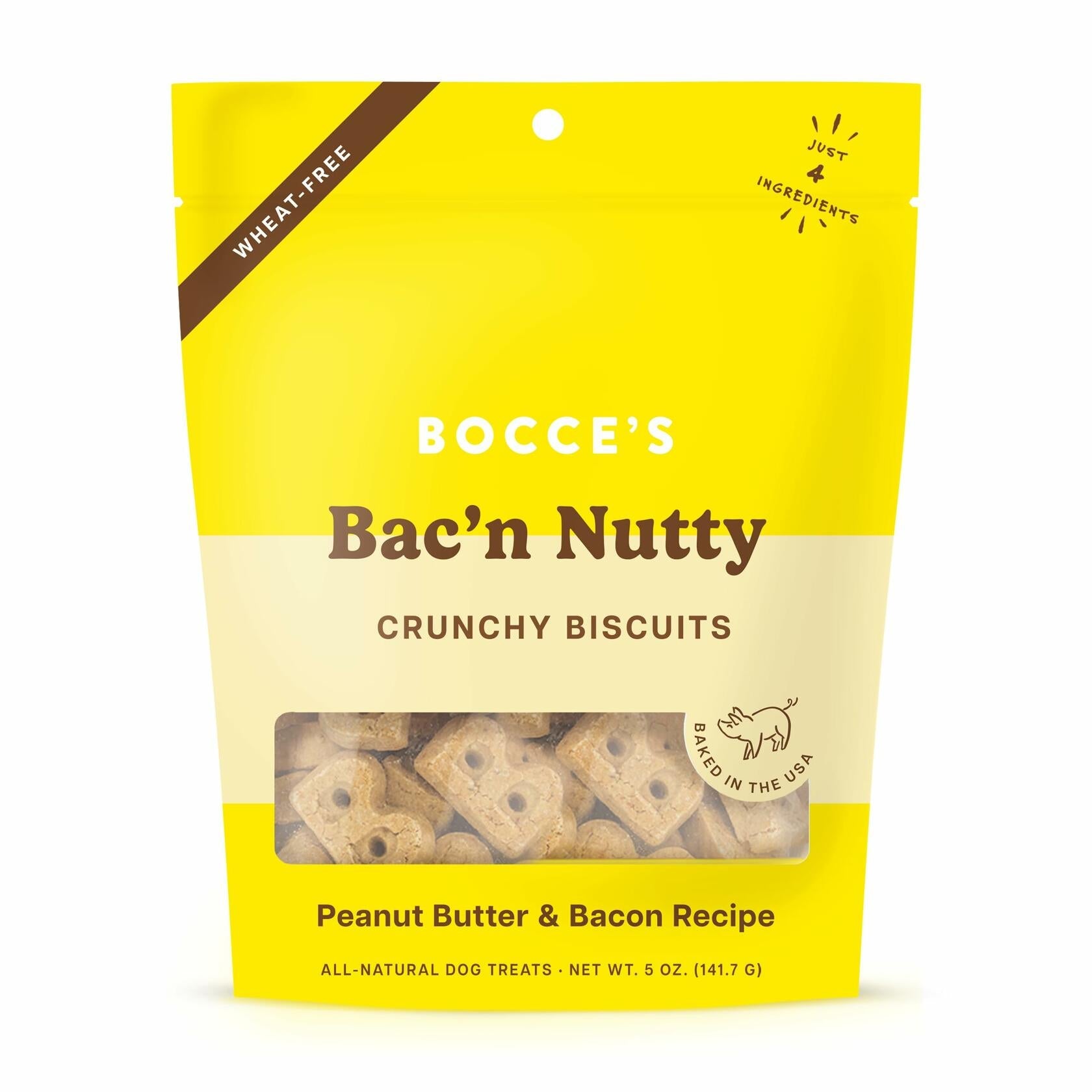BestBy01/25 Bocce's Bakery Bac'N Nutty Dog Treats PB & Bacon Wheat - Free 5oz USA - Dog Chews & Treats - Deal US