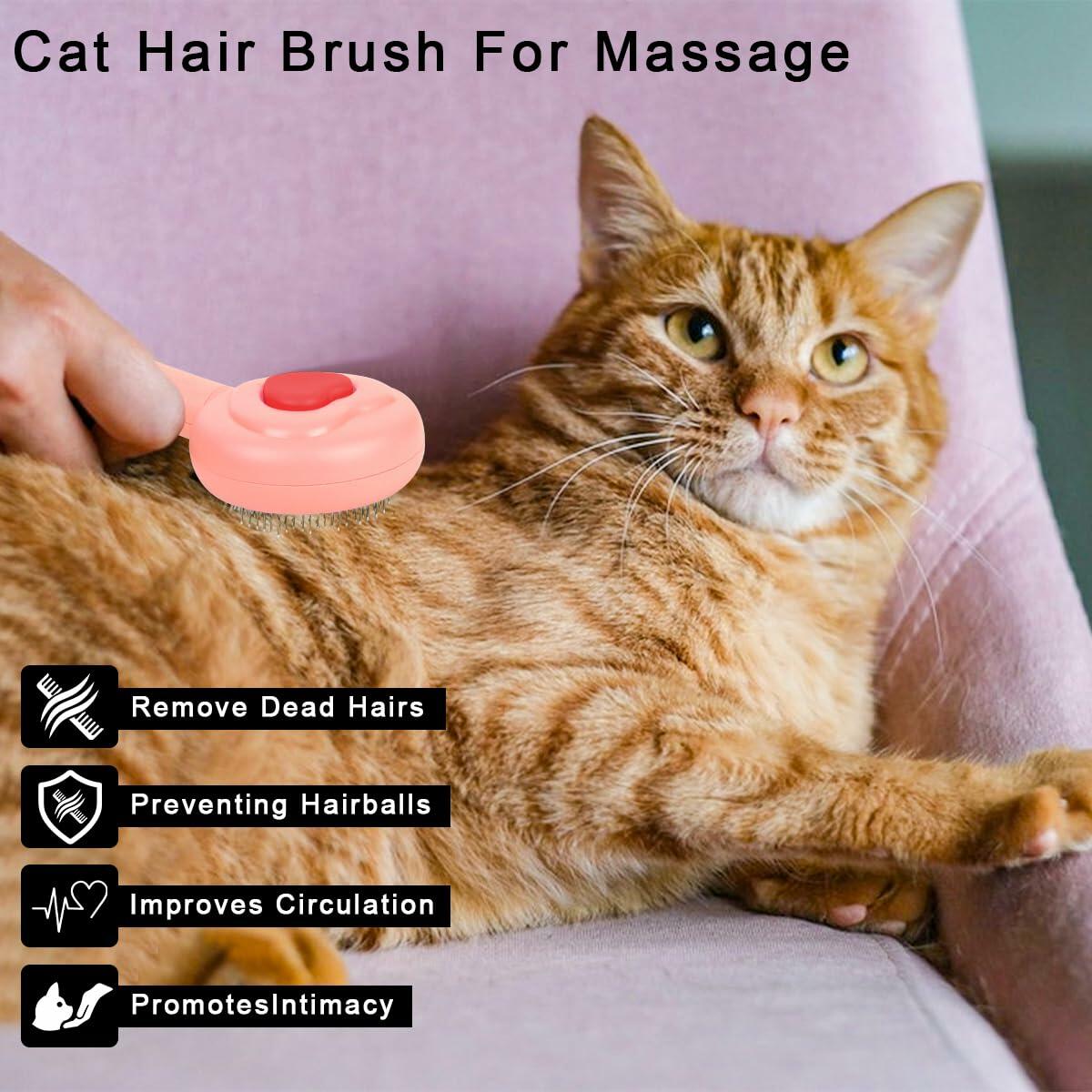 Pet Brush Self-Cleaning Pink Ergonomic Groomer