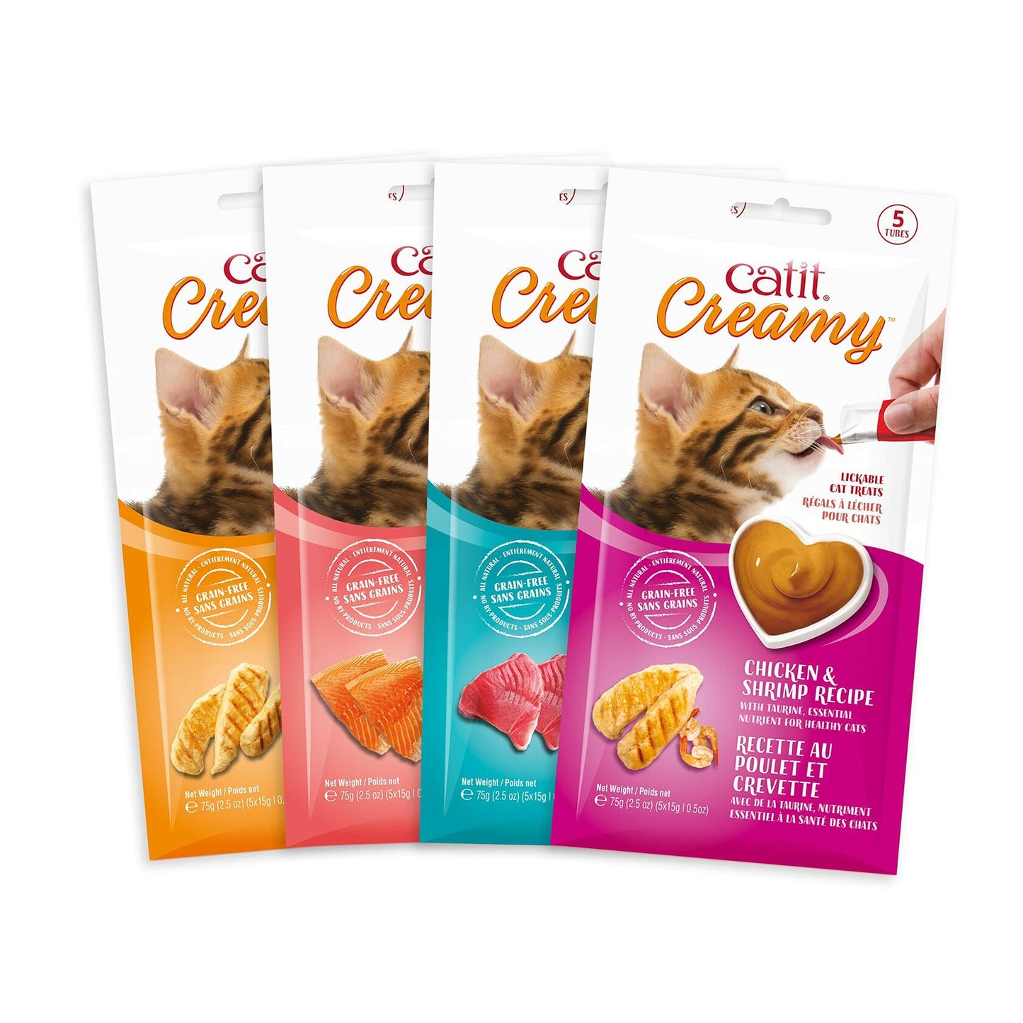 BestBy06/25 Catit Creamy Lickable Cat Treat Salmon 5 - Pack Hydrating Healthy - Cat Treats - Deal US