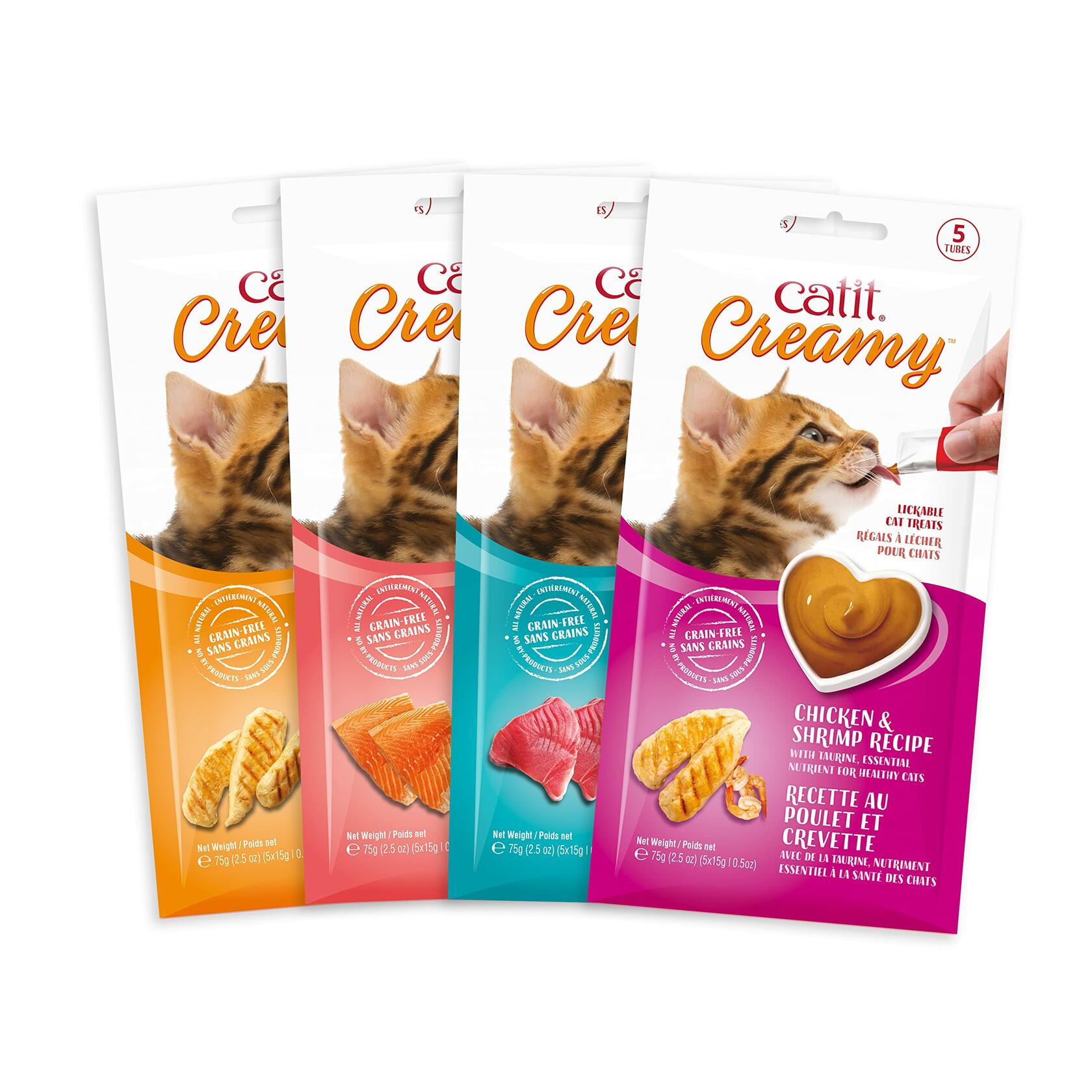 BestBy06/25 Catit Creamy Lickable Cat Treat Salmon 5 - Pack Hydrating Healthy - Cat Treats - Deal US