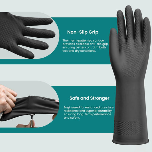 Petacffe Kitchen Cleaning Rubber Gloves Medium Non - Slip Waterproof - Cleaning Gloves - Deal US
