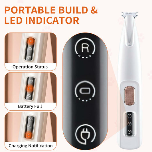 KZOCEM Pet Micro Precision Trimmer LED Light Rechargeable Waterproof Clippers - Purrfect Pet Kingdom