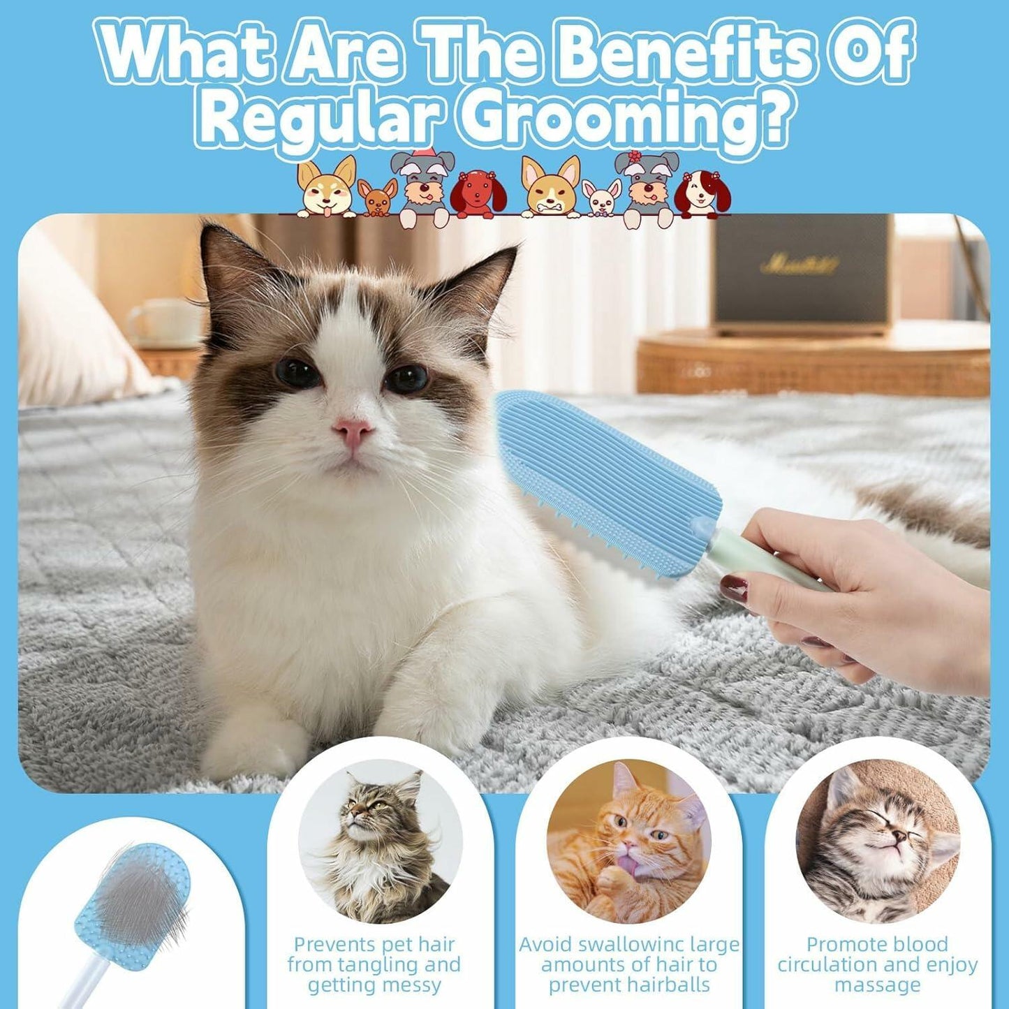 Cat Tongue Grooming Brush for Cats – Gentle Massage Tool