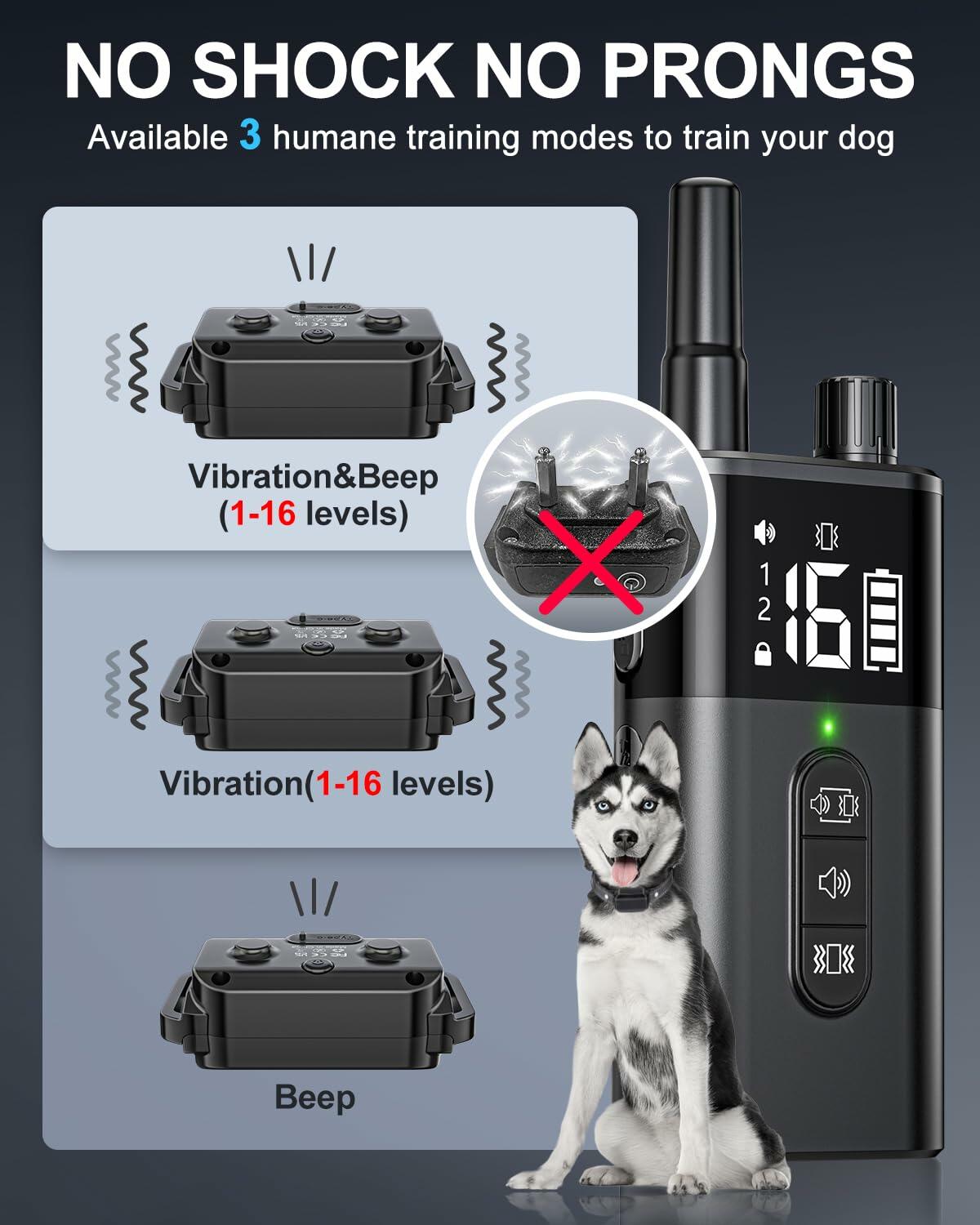 No Shock Dog Training Collar Remote Vibrate Safe Lock Waterproof Black