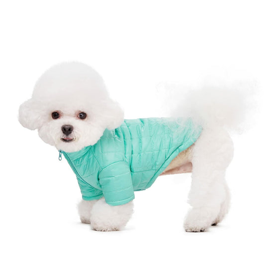 Miaododo Winter Dog Coat Windproof Cotton-Padded High Collar Size L- Black