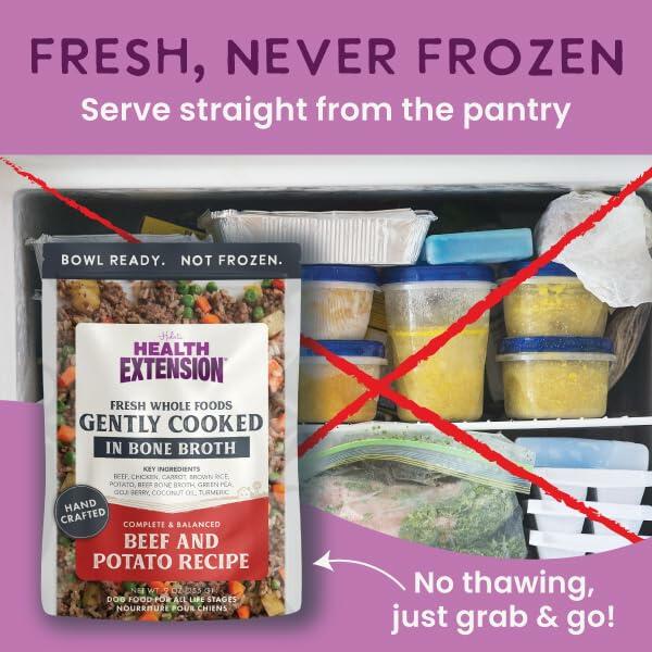 BestBy12/26 Health Extension Beef & Potato Dog Food 9oz Pouches Case of 5 - Dog Food - Deal US