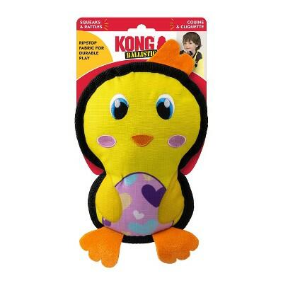 KONG Easter Ballistic Chick Dog Toy Yellow Squeaker Crinkle Durable