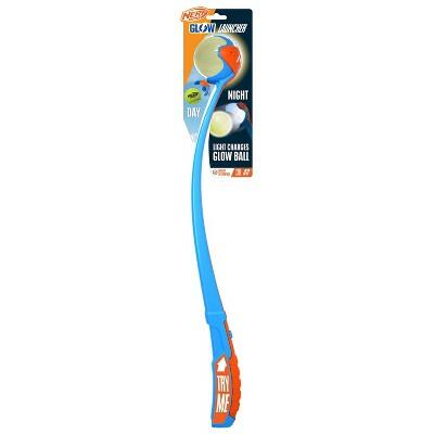 NERF Air Strike LED Glow Ball Dog Toy Blue/Orange 2 AAA Batteries Included - Dog Toys Fetch - Deal US