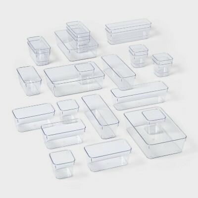 Brightroom 25pc Flatware Drawer Organizer Clear PETG In-Drawer Storage