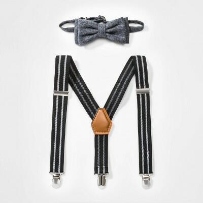 Cat & Jack Boys Suspender Set Black/Gray