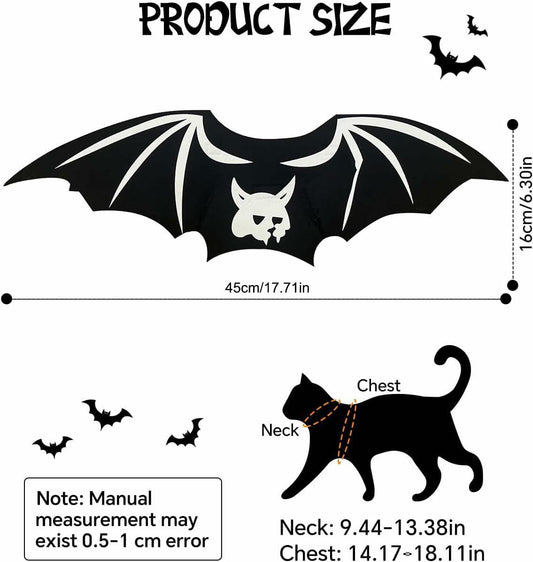 Velthorix Cat Halloween Costume Bat Wings Pet Cosplay Accessories
