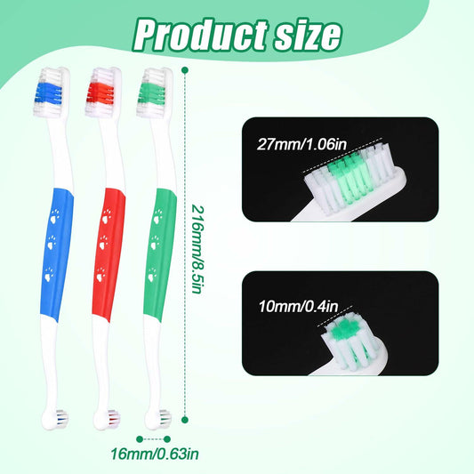 Pet Toothbrush - Dual Headed Soft Bristle Dental Care 3-Pack