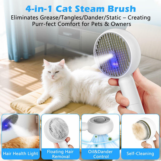 Cat Grooming Brush Steam 4 In 1 Shedding Massage Comb