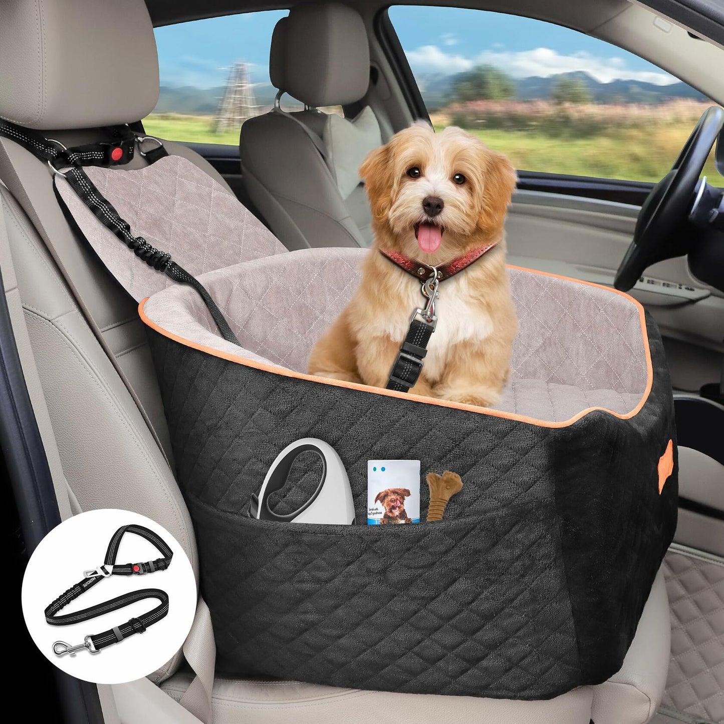 COCASES Dog Booster Car Seat Small Medium Dogs Detachable
