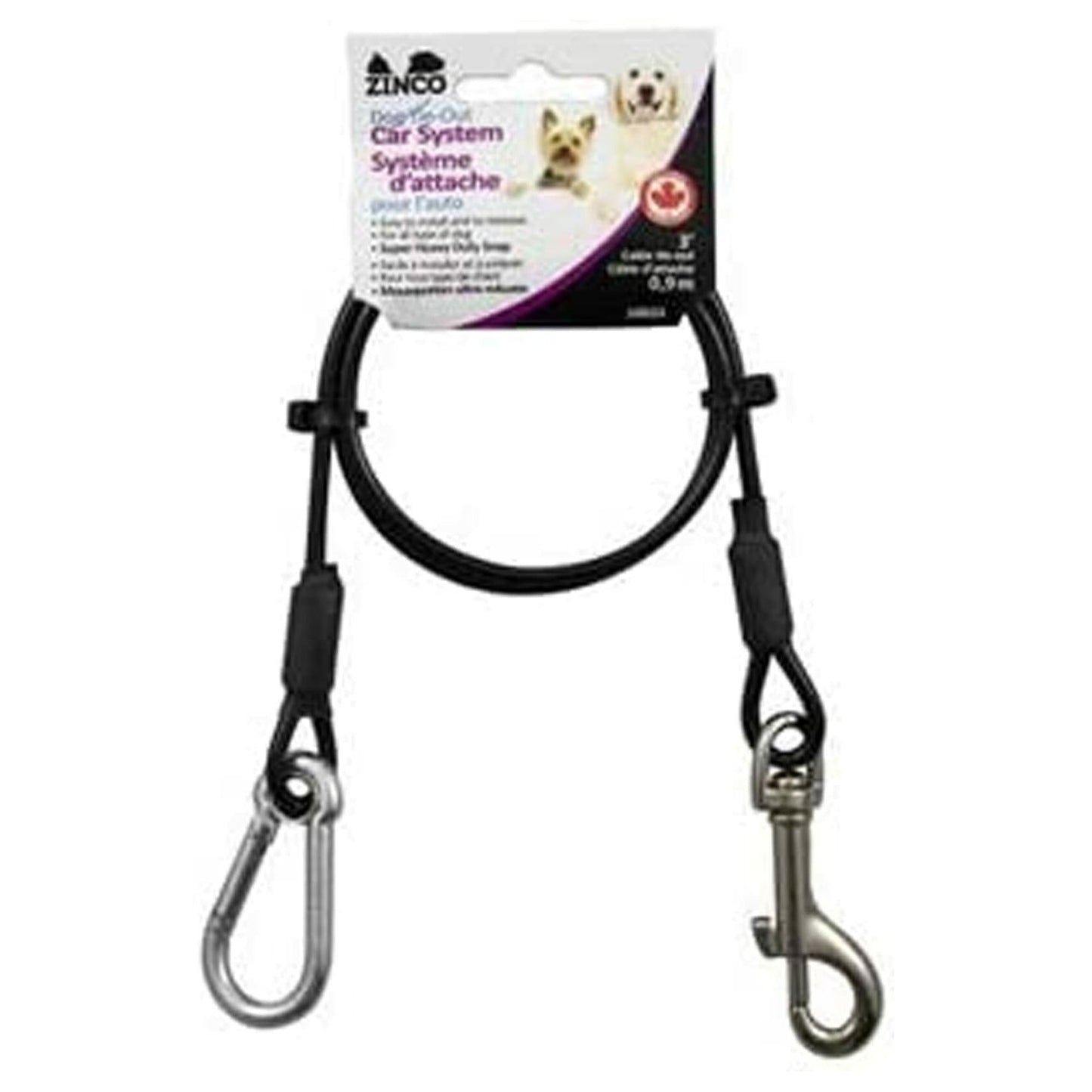 Dog Car Leash Chew Proof Black Vinyl