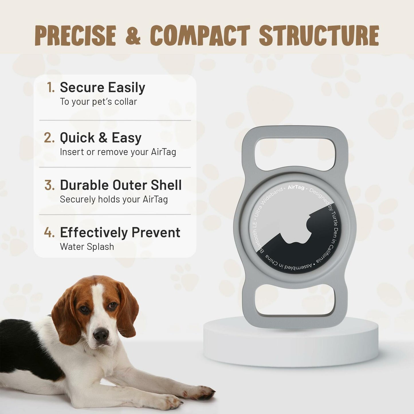 Deal US Turtle Den Airtag Dog Collar Holder Waterproof 2Pk