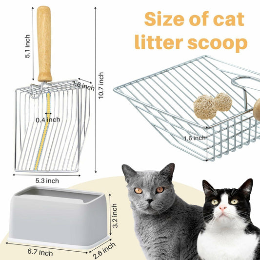 Heavy Duty Stainless Steel Cat Litter Scoop with Wood Grip