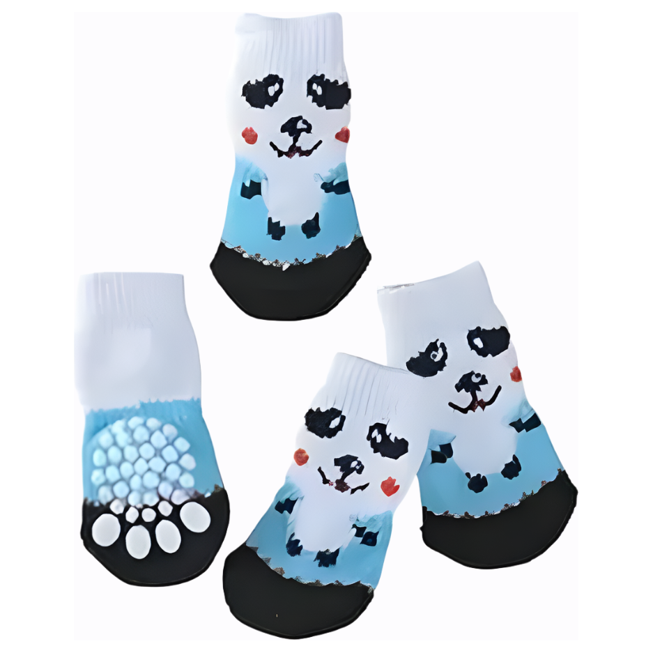 Panda Bear Non-Skid Bottom Warm Pet Socks - 4pc