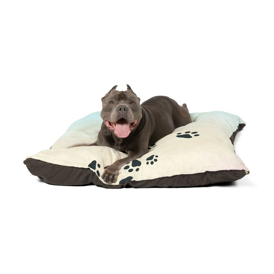 Pet Bed - Pastel Paw Print Cozy Soft Cushion for Dogs & Cats