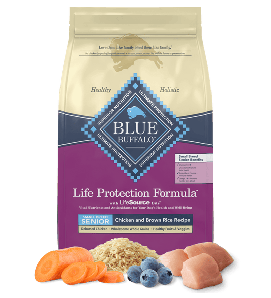 Blue Buffalo Life Protection Formula Senior Small Breed Chicken and Brown Rice Dry Dog Food (5lb) - Blue Buffalo Dry Dog Food - The Family Pet