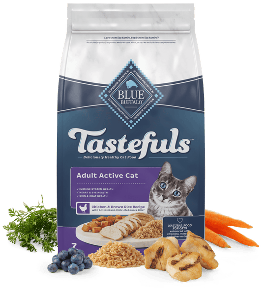 Blue Buffalo Blue Tastefuls Active Adult Cat Chicken & Brown Rice Recipe Dry Cat Food - Blue Buffalo Dry Cat Food - The Family Pet