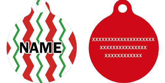 Peppermint Stick Chevron Stripes HD Dog ID Tag