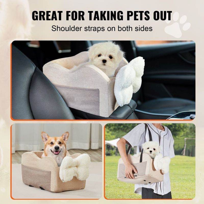 Purrfect Pet Kingdom pet car seat for small dogs with shoulder straps and soft cushion for travel protection