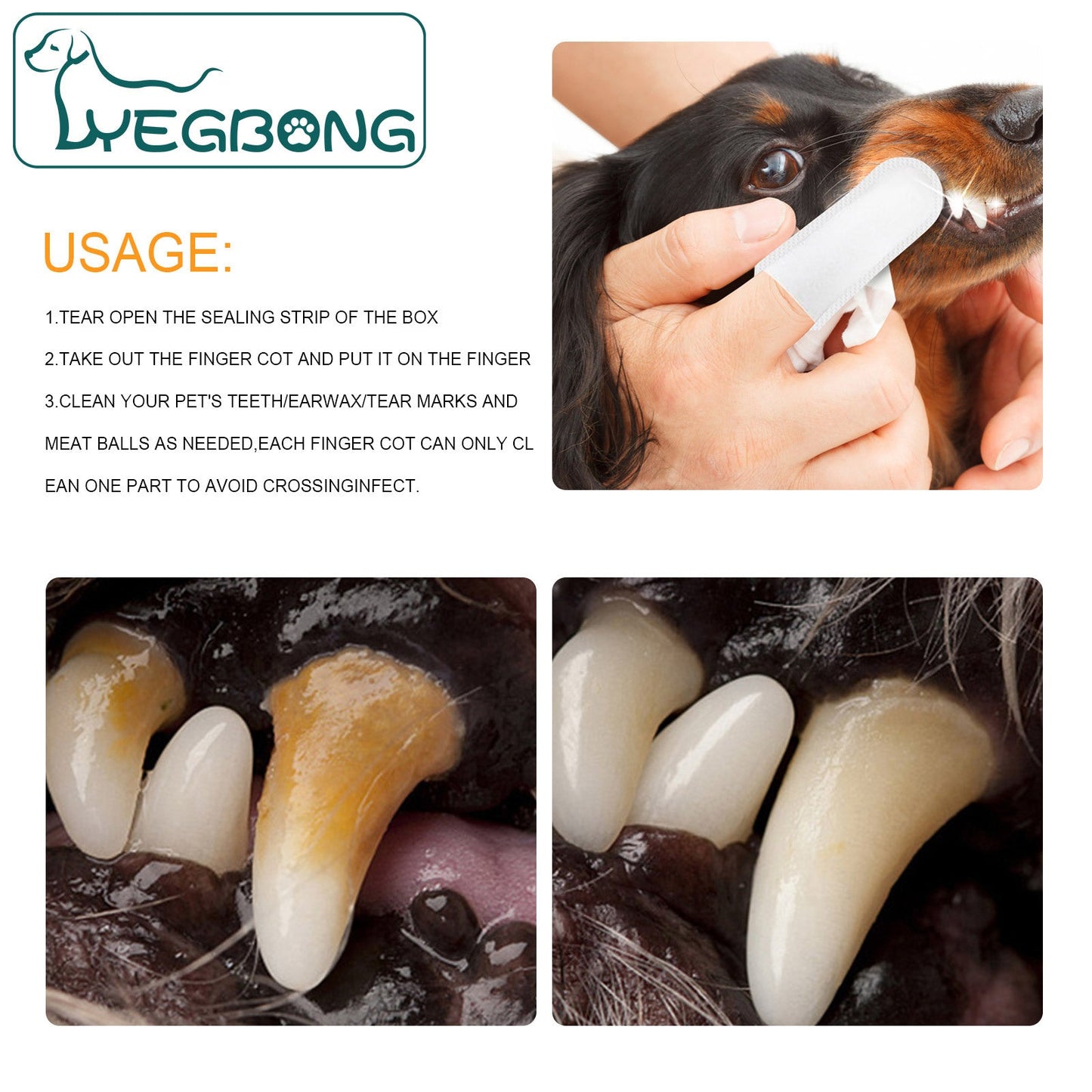 Pet dental care fresh breath wipes for easy cleaning of pet teeth and gums