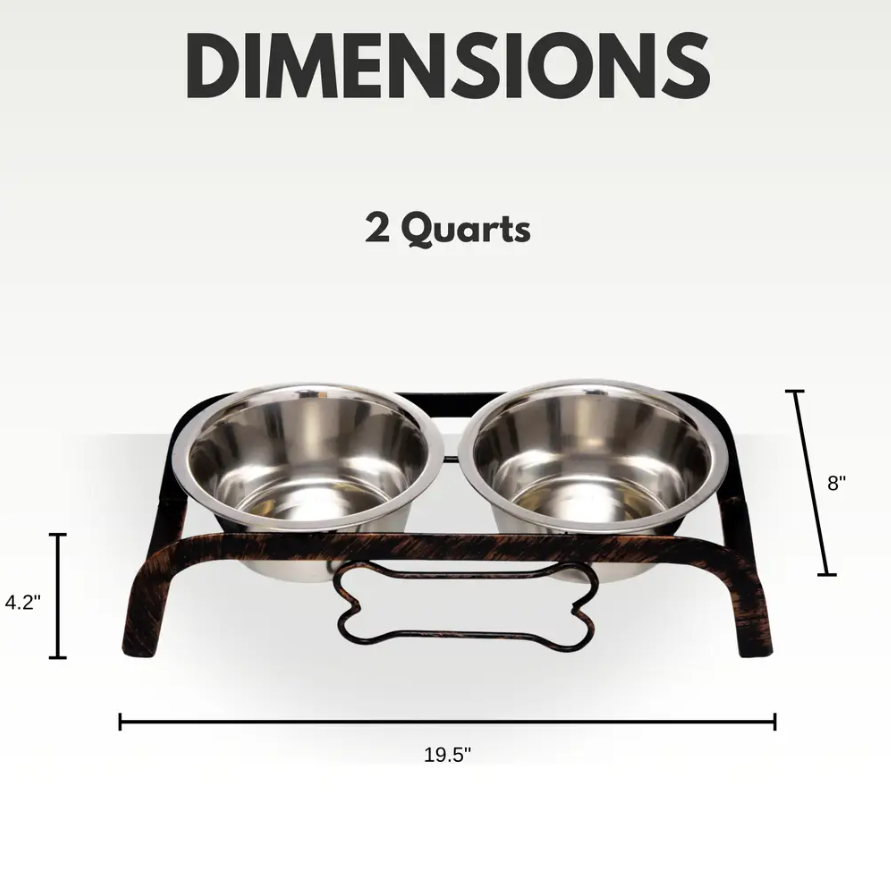 Purrfect Pet Kingdom elevated bowls with two stainless steel bowls for dogs, ideal raised pet bowls for dogs